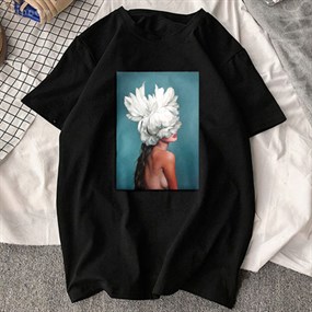 Feather Print T-shirt / L
