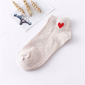 Ankle Socks with Heart - beige