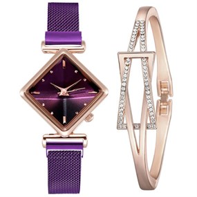 Geo Watch and Bracelet Set - purple