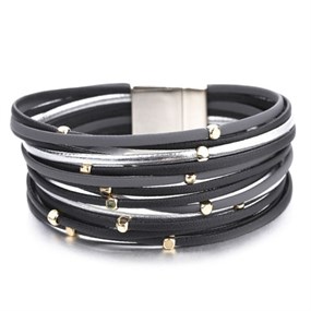 Metal Beaded Bracelet - black