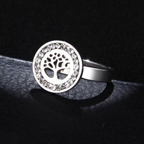 Tree of  Life Ring with CZ - silver